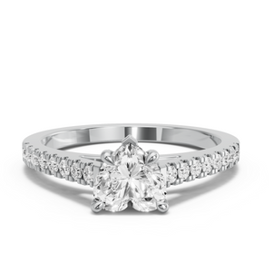 Image for Heart Diamond Tulip Ring with Cathedral Pave band