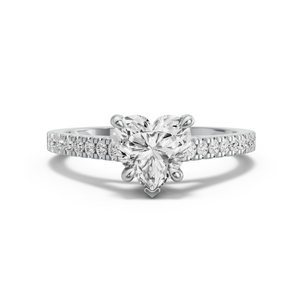 Image for Heart Diamond Tulip Ring with Cathedral Pave band in 18K White Gold