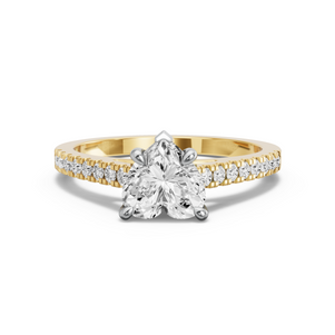 Image for Heart Diamond Tulip Ring with Cathedral Pave band