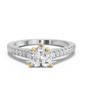 Image for Heart Diamond Tulip Ring with Cathedral Pave band