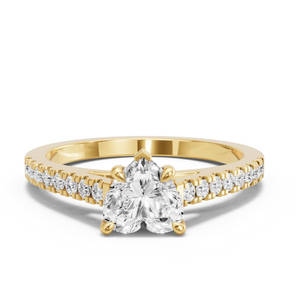 Image for Heart Diamond Tulip Ring with Cathedral Pave band