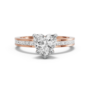 Image for Heart Diamond Tulip Ring with Channel band in 18K Two Tone Rose Gold