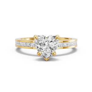 Image for Heart Diamond Tulip Ring with Channel band in 18K Yellow Gold