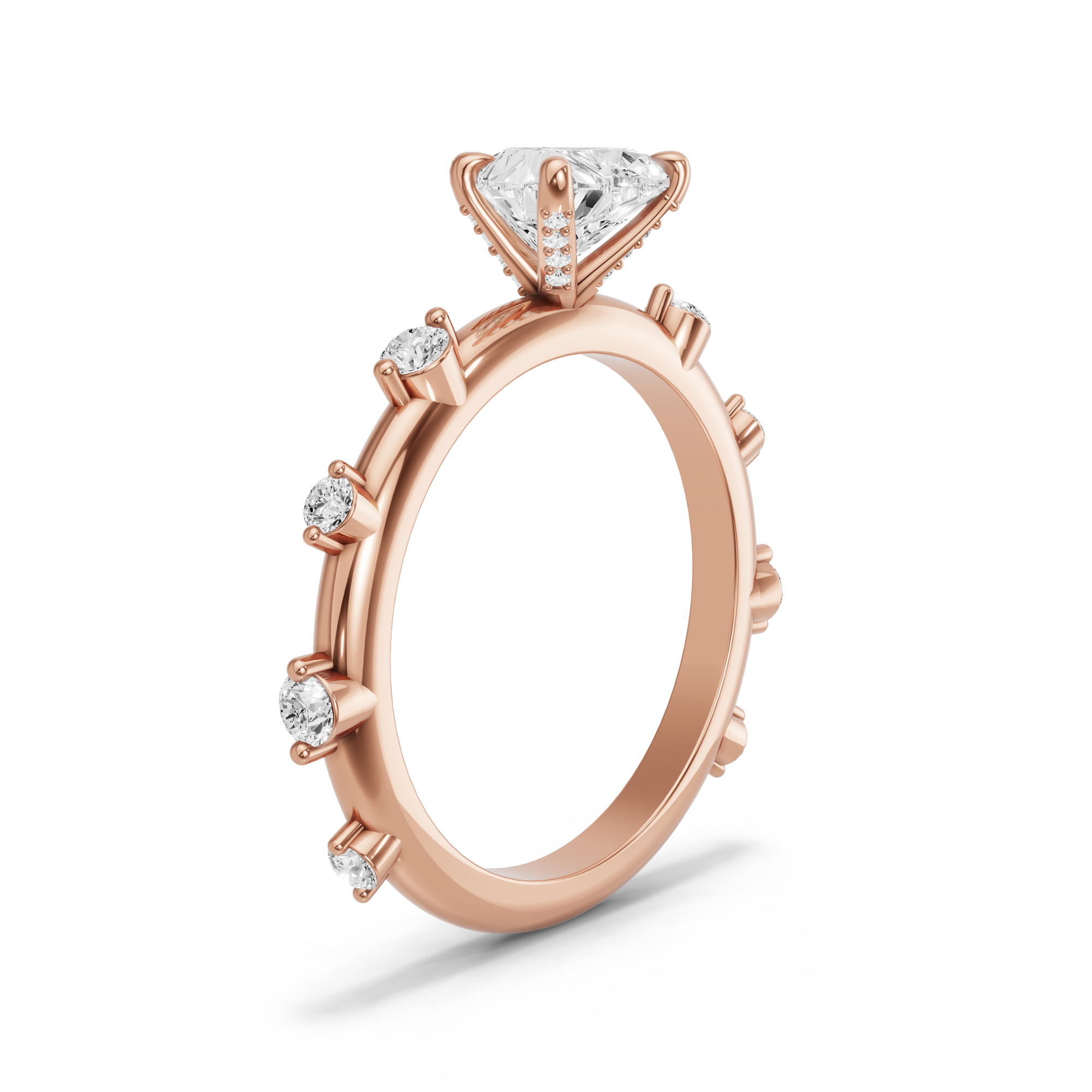 Image for heart-diamond-tulip-ring-with-floating-station-band-in-18k-rose-gold