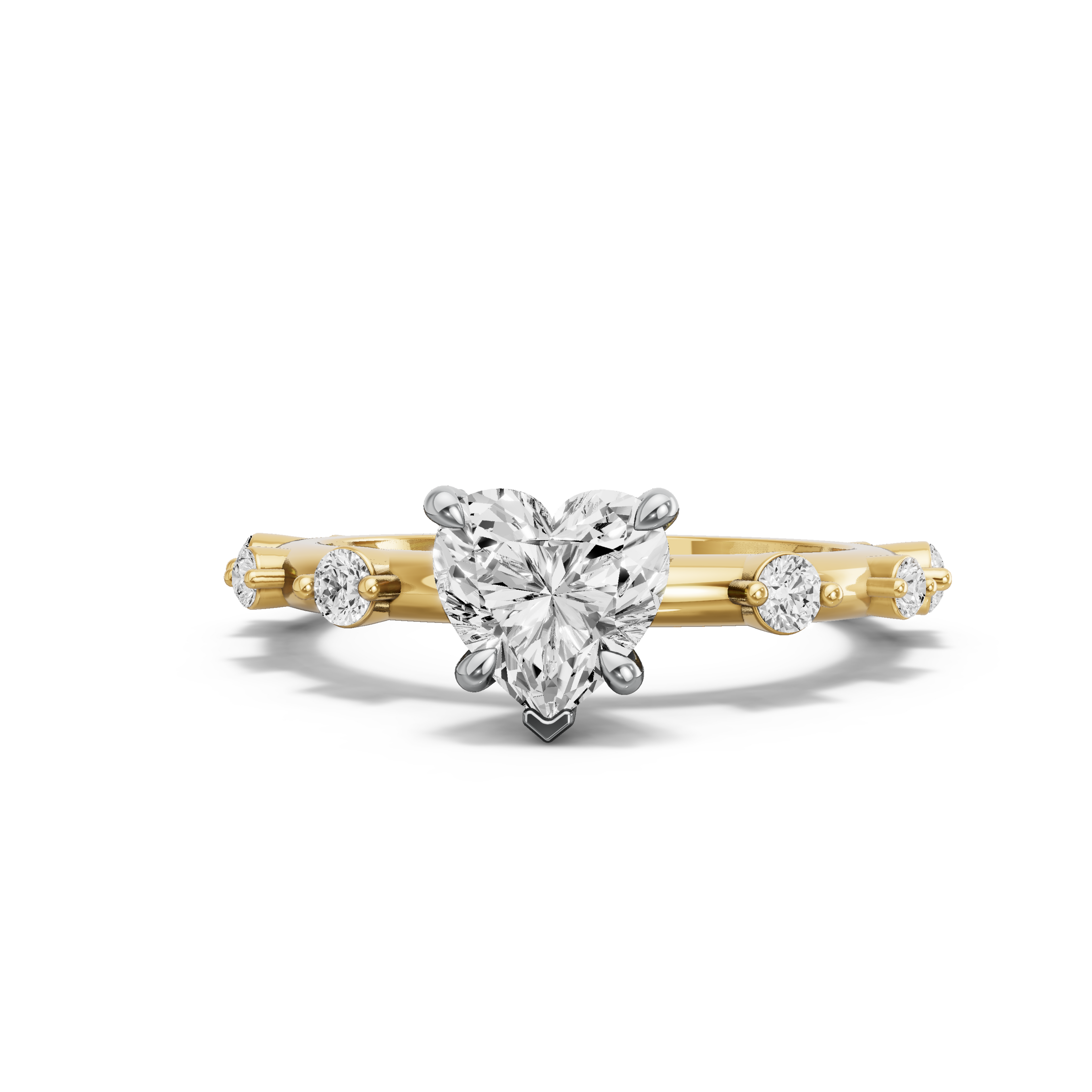 Image for heart-diamond-tulip-ring-with-floating-station-band-in-10k-two-tone-yellow-gold