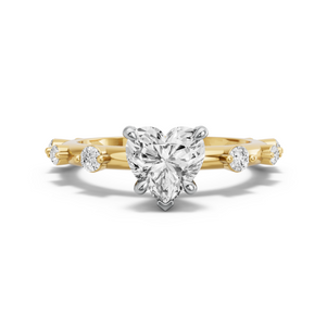 Image for Heart Diamond Tulip Ring with Floating Station band in 18K Two Tone Yellow Gold