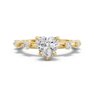 Image for Heart Diamond Tulip Ring with Floating Station band in 18K Yellow Gold