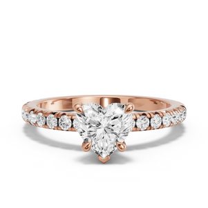 Image for Heart Diamond Tulip Ring with French Pave band