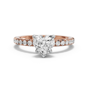 Image for Heart Diamond Tulip Ring with French Pave band