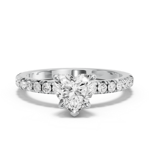 Image for Heart Diamond Tulip Ring with French Pave band