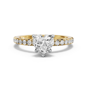 Image for Heart Diamond Tulip Ring with French Pave band