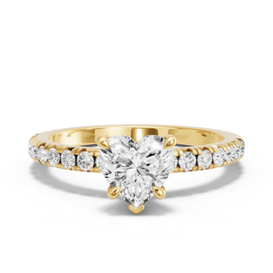 Image for Heart Diamond Tulip Ring with French Pave band