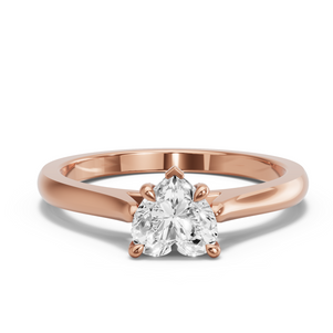 Image for Heart Diamond Tulip Ring with Knife Edge Cathedral band