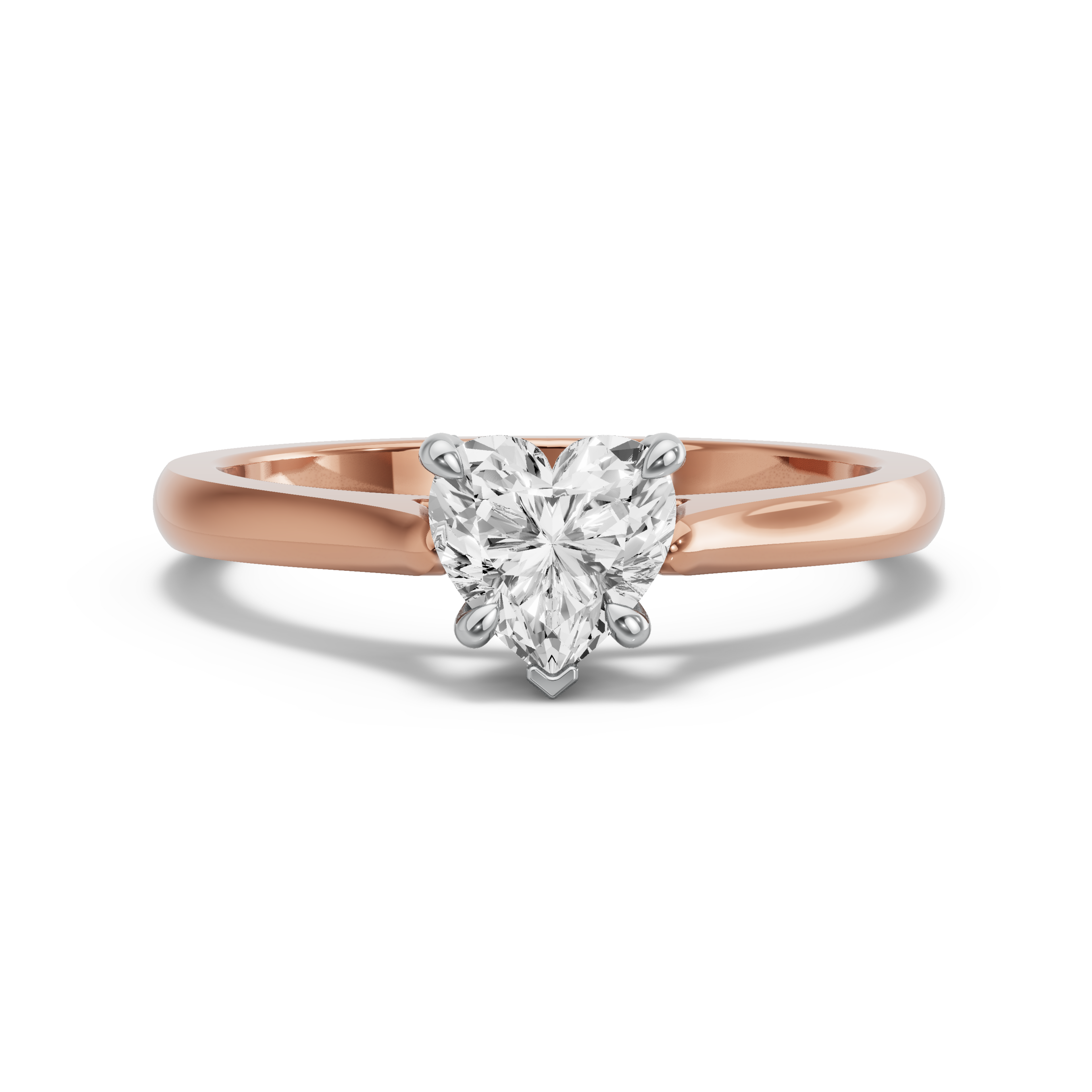 Image for Heart Diamond Tulip Ring with Knife Edge Cathedral band in 18K Two Tone Rose Gold