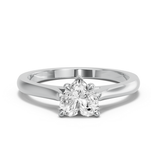 Image for Heart Diamond Tulip Ring with Knife Edge Cathedral band