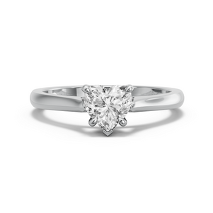 Image for Heart Diamond Tulip Ring with Knife Edge Cathedral band in 18K White Gold