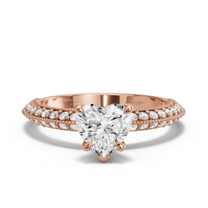 Image for Heart Diamond Tulip Ring with Knife Edge Pave band