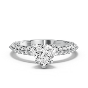 Image for Heart Diamond Tulip Ring with Knife Edge Pave band