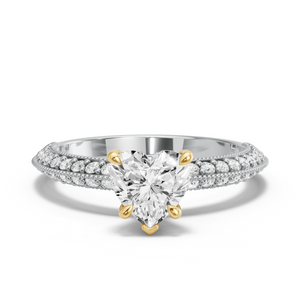 Image for Heart Diamond Tulip Ring with Knife Edge Pave band