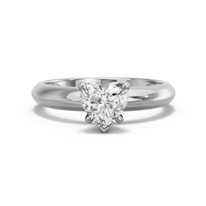 Image for Heart Diamond Tulip Ring with Knife Edge Solitaire band in 14K White Gold