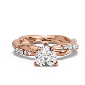 Image for Heart Diamond Tulip Ring with Rope Pave band