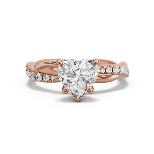 Image for Heart Diamond Tulip Ring with Rope Pave band in 14K Rose Gold