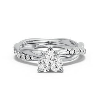 Image for Heart Diamond Tulip Ring with Rope Pave band