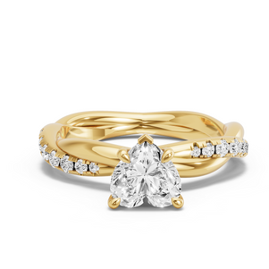 Image for Heart Diamond Tulip Ring with Rope Pave band
