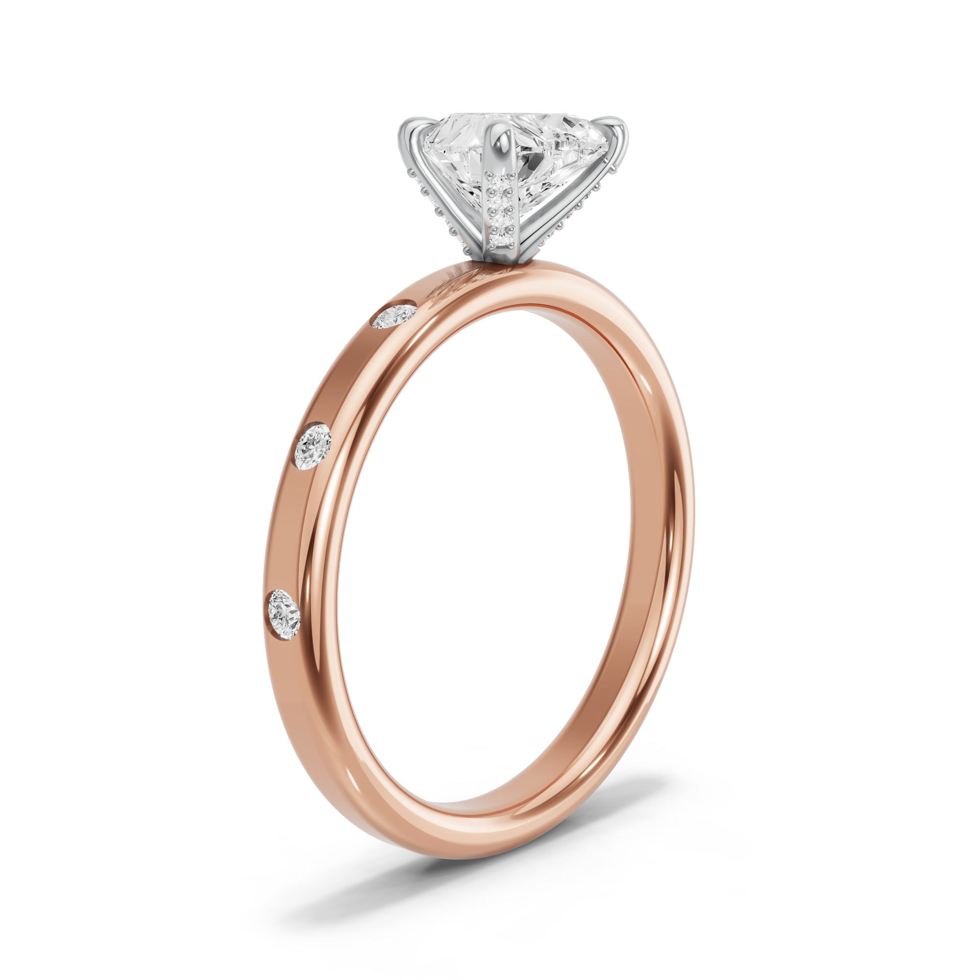 Image for heart-diamond-tulip-ring-with-sleek-accent-band-in-18k-two-tone-rose-gold