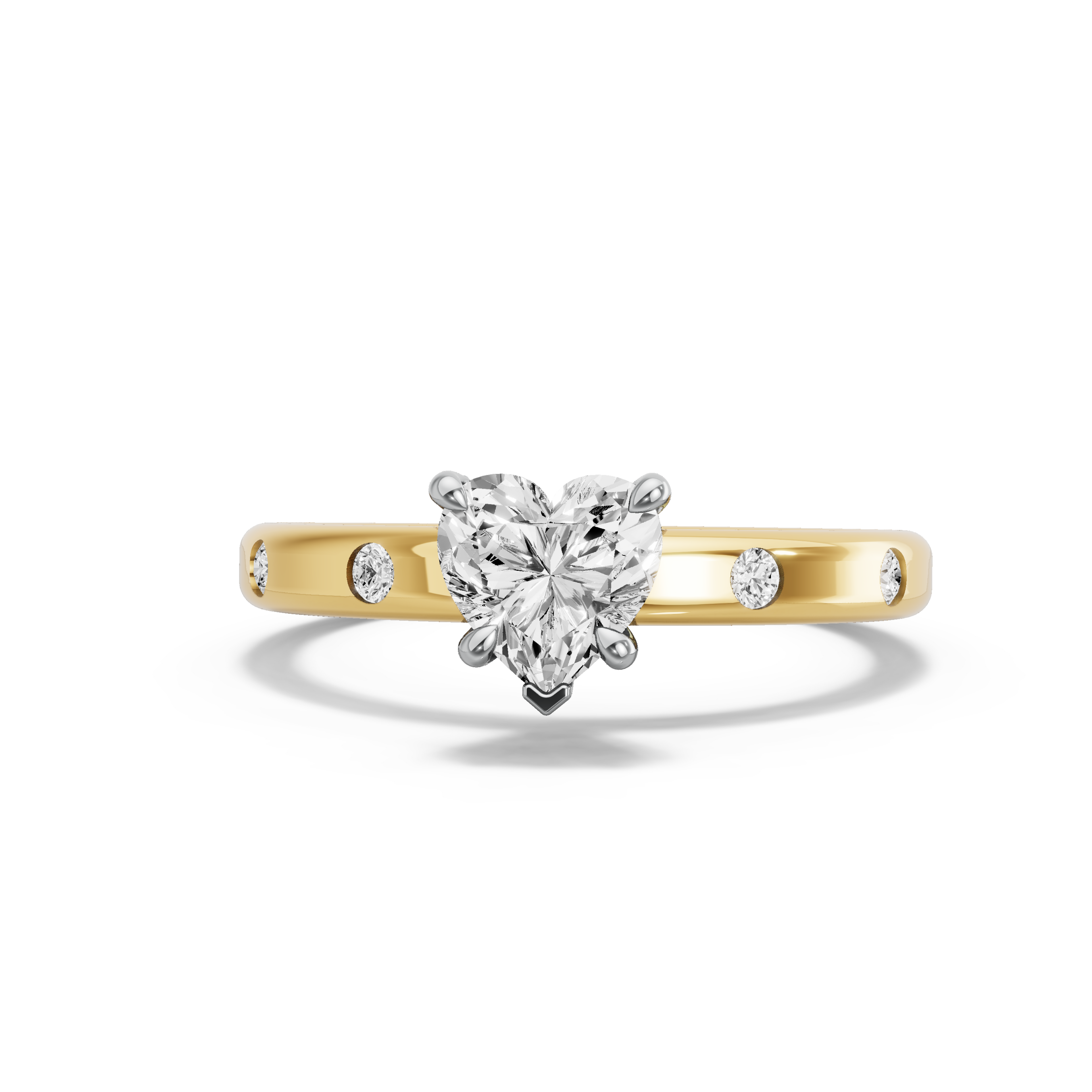 Image for heart-diamond-tulip-ring-with-sleek-accent-band-in-10k-two-tone-yellow-gold