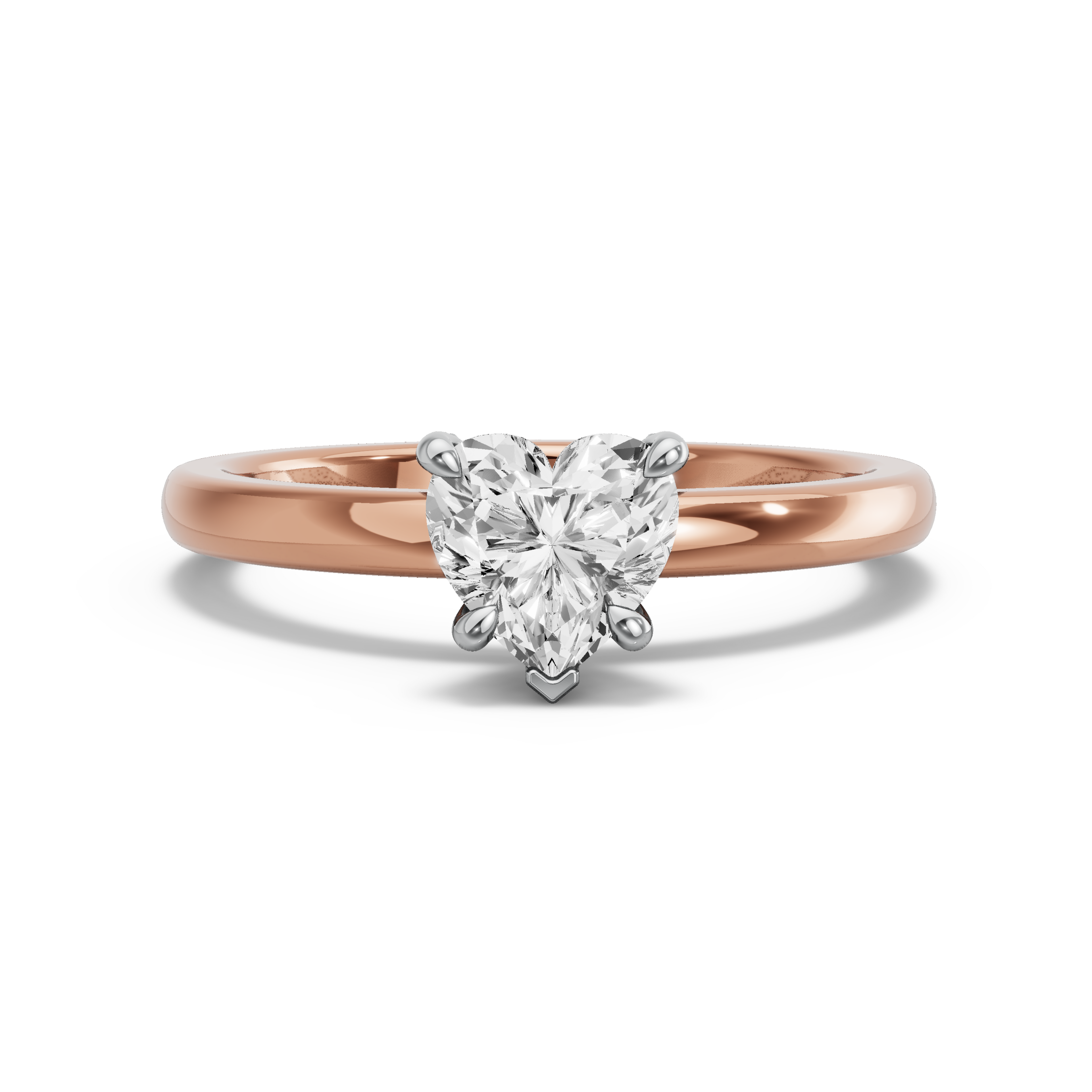 Image for Heart Diamond Tulip Ring with Solitaire band in 18K Two Tone Rose Gold