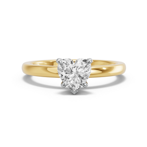Image for Heart Diamond Tulip Ring with Solitaire band in 18K Two Tone Yellow Gold