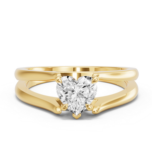 Image for Heart Diamond Tulip Ring with Split Ring Solitaire band