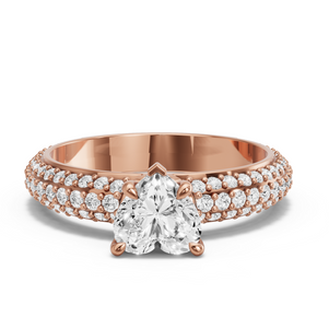Image for Heart Diamond Tulip Ring with Triple Row Pave band