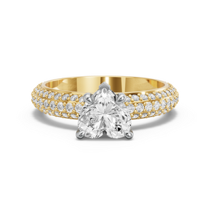 Image for Heart Diamond Tulip Ring with Triple Row Pave band