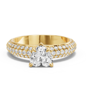 Image for Heart Diamond Tulip Ring with Triple Row Pave band