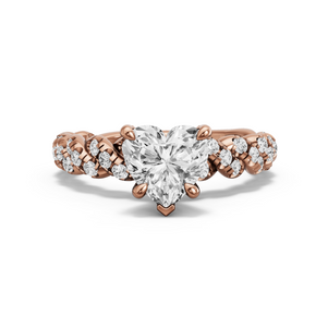 Image for Heart Diamond Tulip Ring with Twist Pave band in 18K Rose Gold