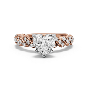 Image for Heart Diamond Tulip Ring with Twist Pave band