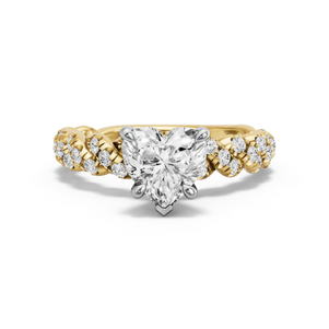 Image for Heart Diamond Tulip Ring with Twist Pave band