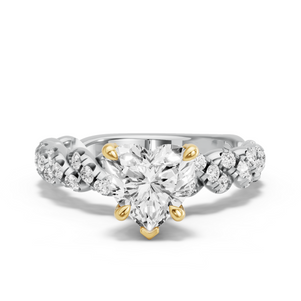 Image for Heart Diamond Tulip Ring with Twist Pave band