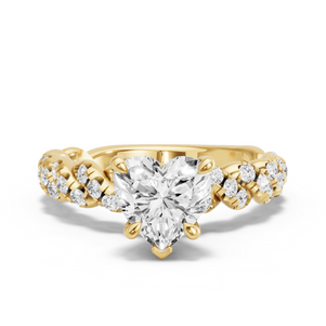 Image for Heart Diamond Tulip Ring with Twist Pave band