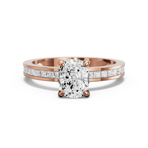 Image for Cushion Diamond Tulip Ring with Channel band in 10K Rose Gold
