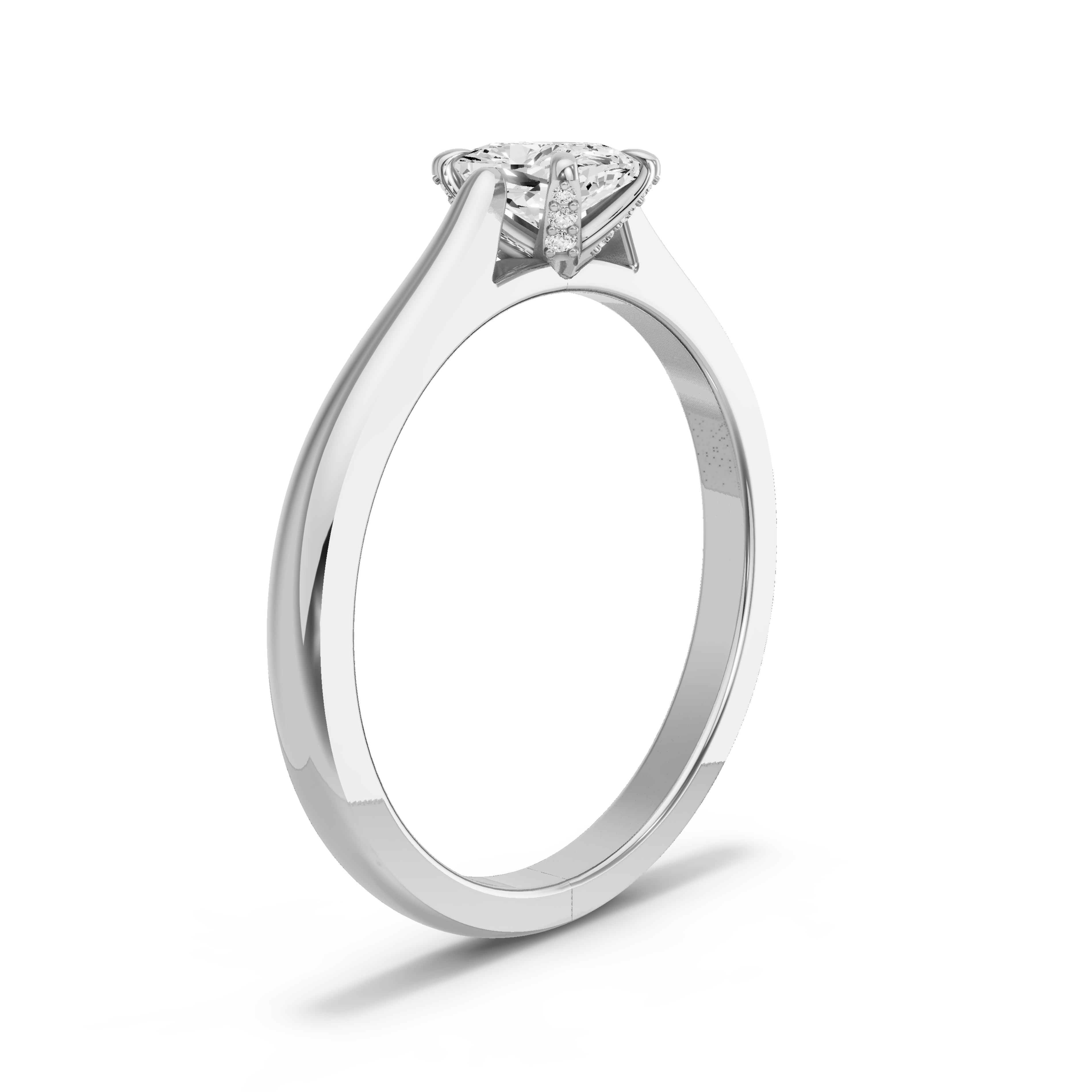 Image for Cushion Diamond Tulip Ring with Knife Edge Cathedral band in 18K White Gold