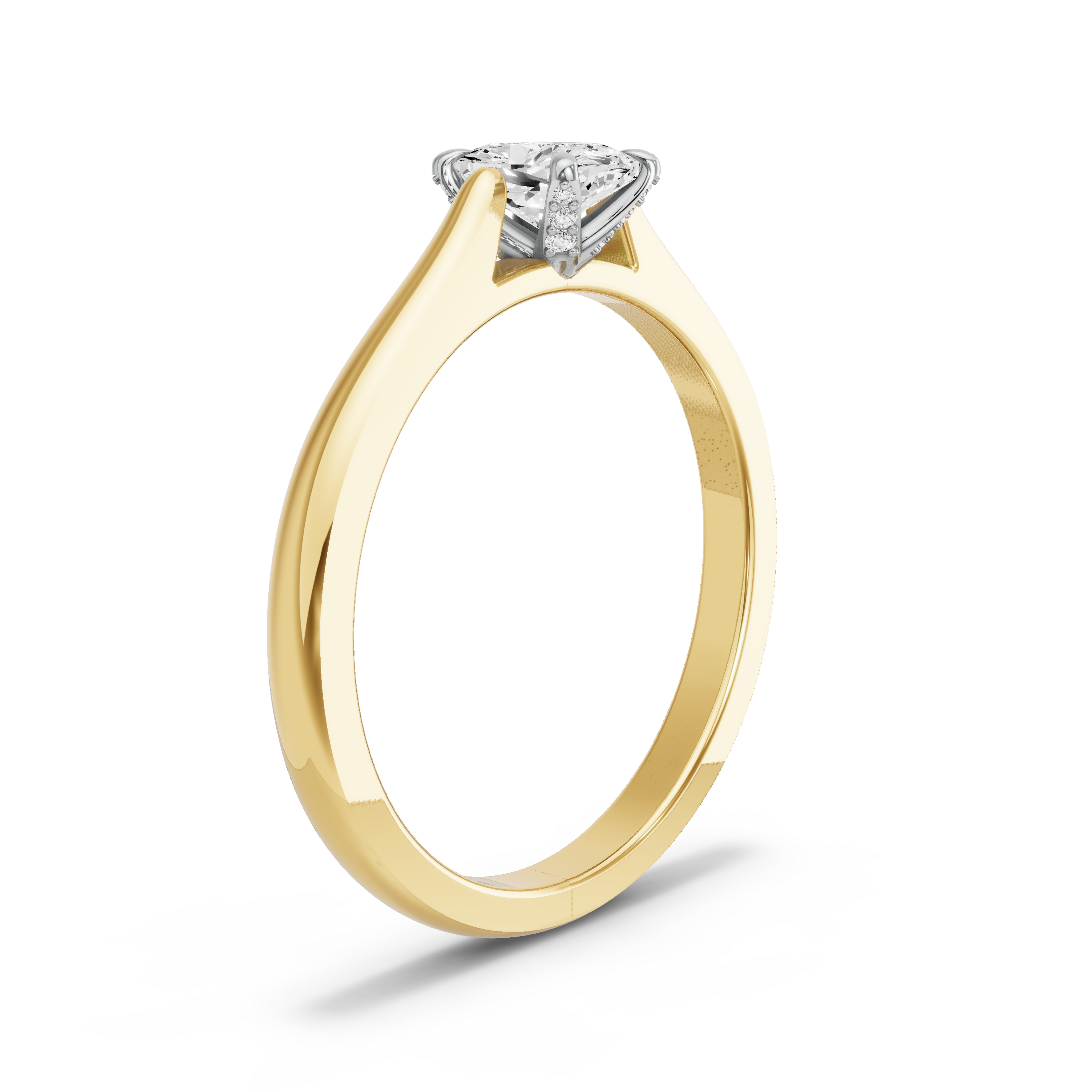 Image for Cushion Diamond Tulip Ring with Knife Edge Cathedral band in 18K Two Tone Yellow Gold