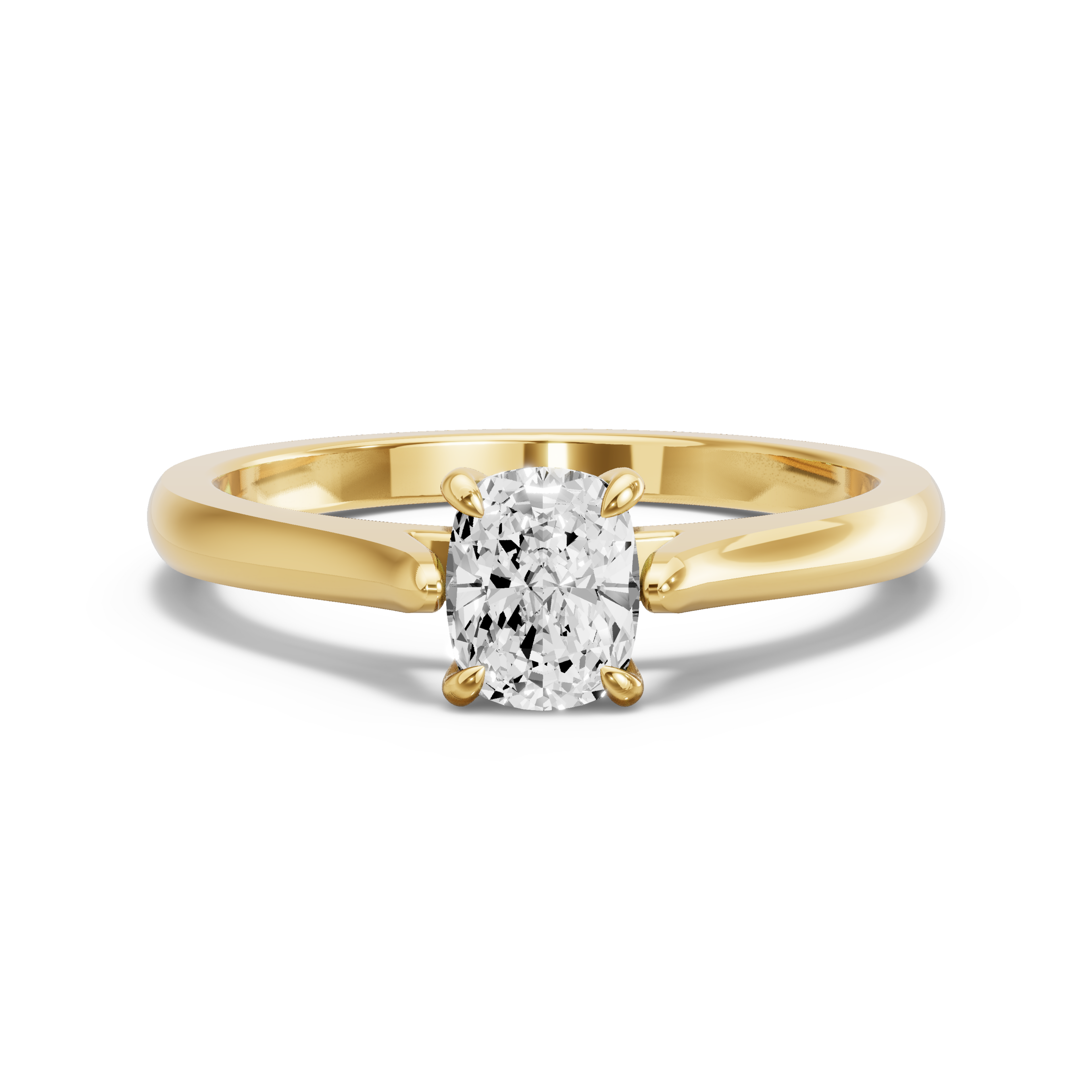 Image for Cushion Diamond Tulip Ring with Knife Edge Cathedral band in 18K Yellow Gold