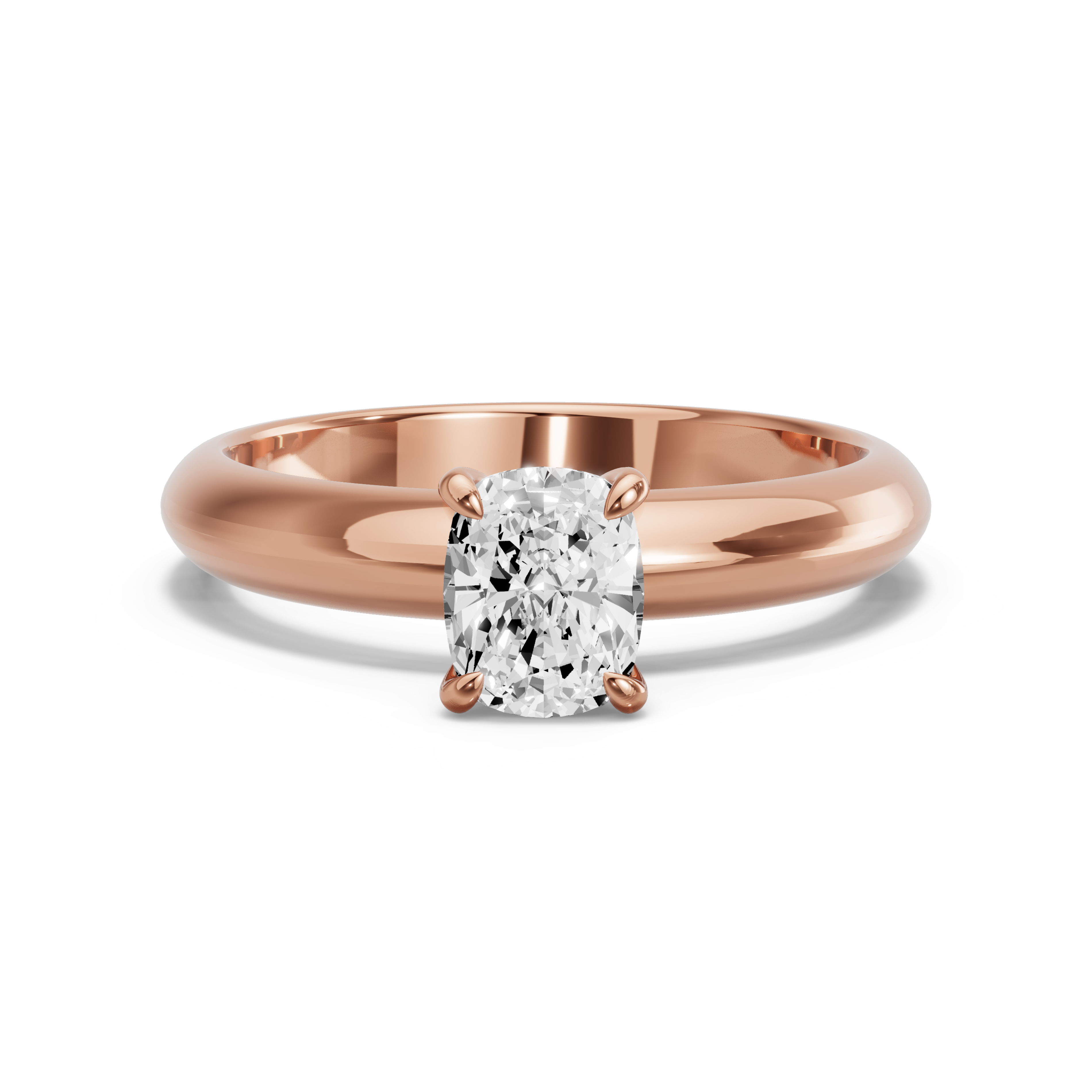 Image for Cushion Diamond Tulip Ring with Knife Edge Solitaire band in 14K Rose Gold