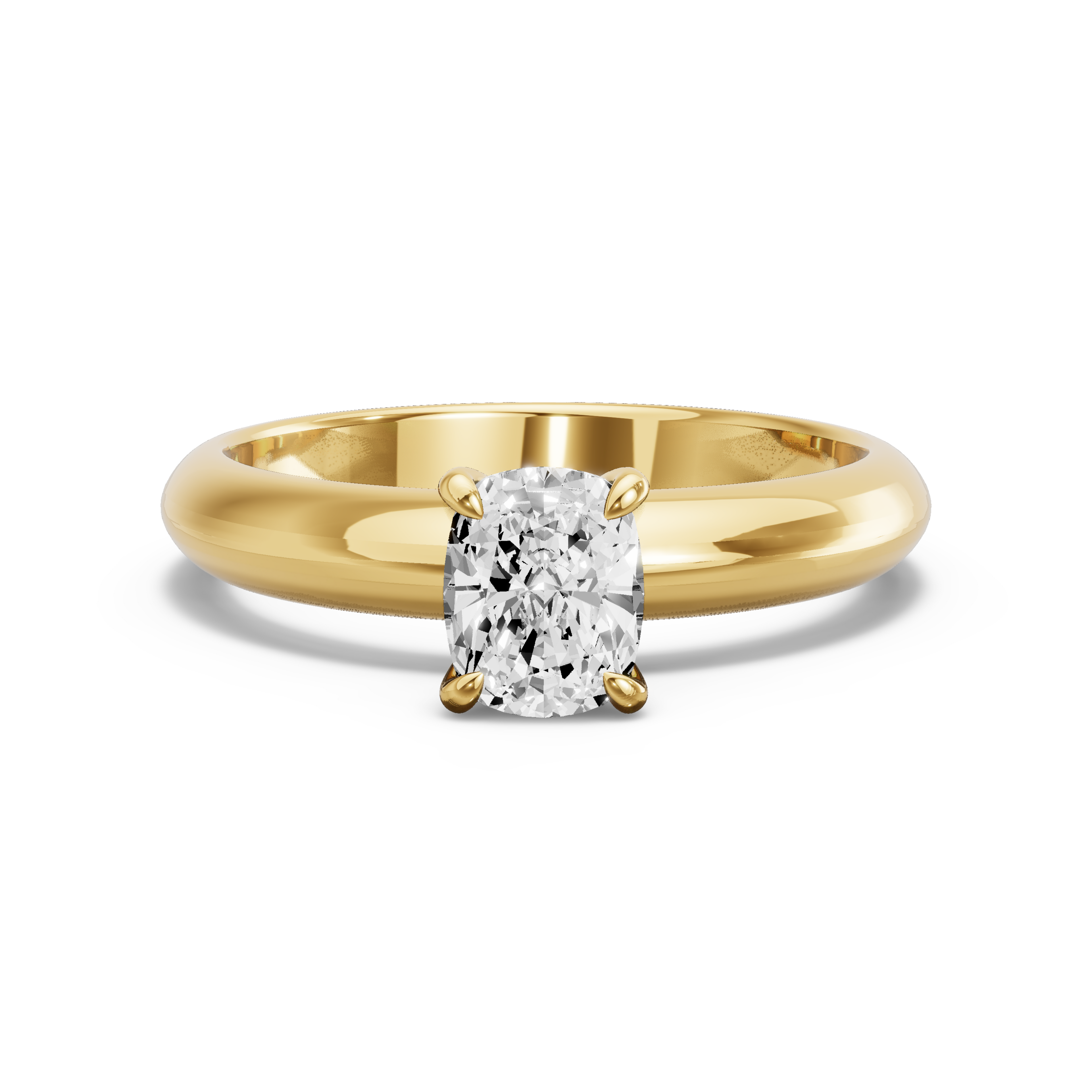 Image for Cushion Diamond Tulip Ring with Knife Edge Solitaire band in 10K Yellow Gold