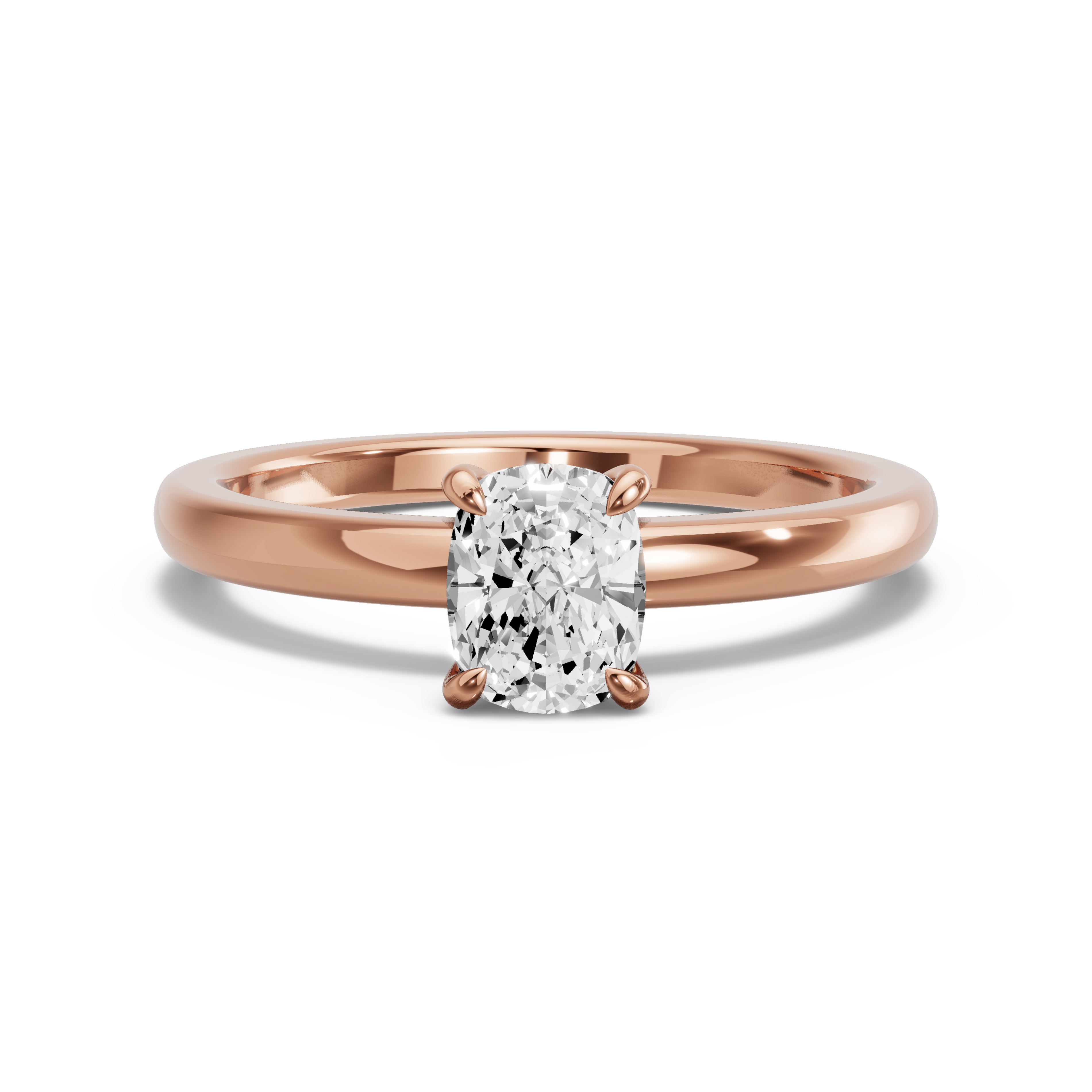 Image for Cushion Diamond Tulip Ring with Solitaire band in 10K Rose Gold