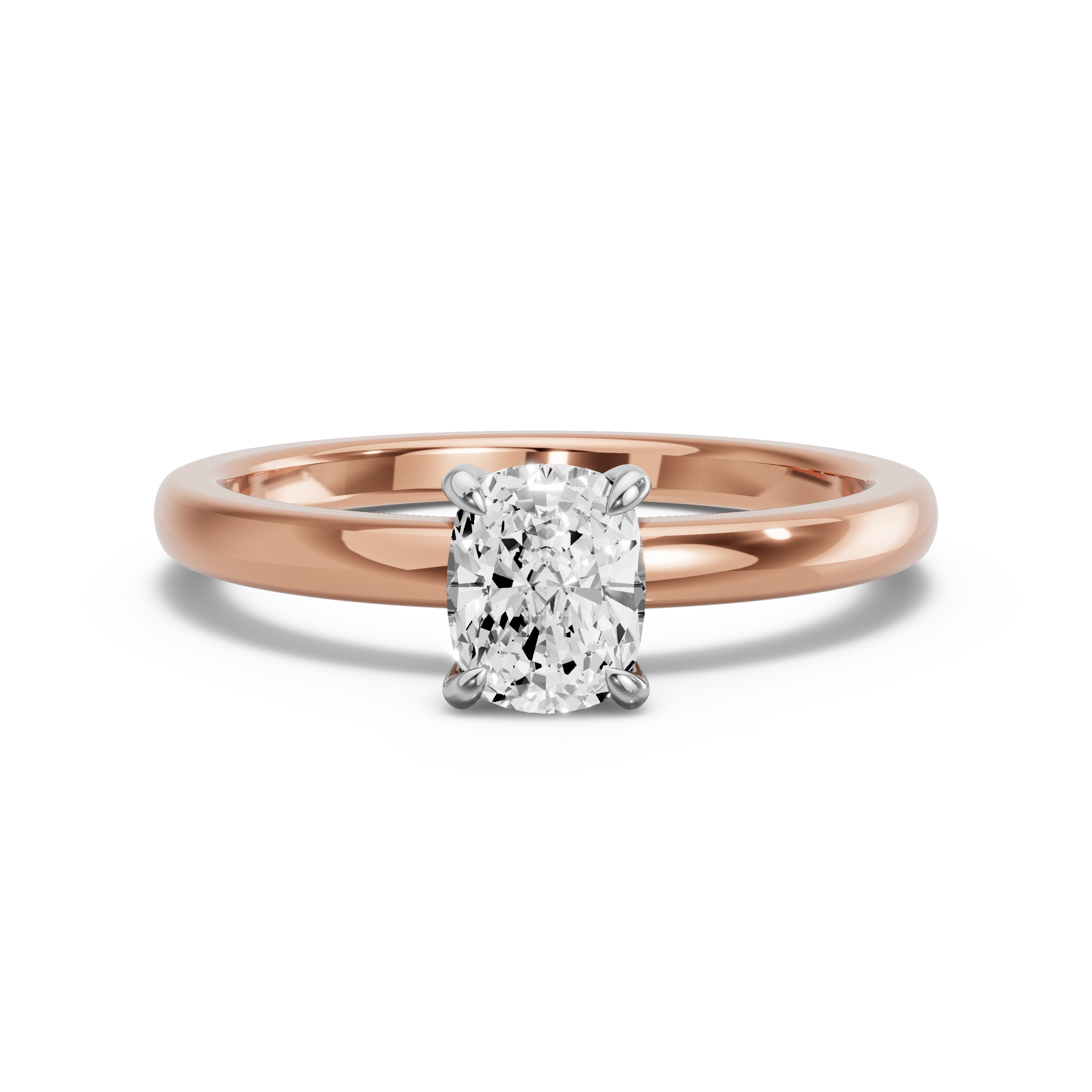 Image for Cushion Diamond Tulip Ring with Solitaire band in 10K Two Tone Rose Gold