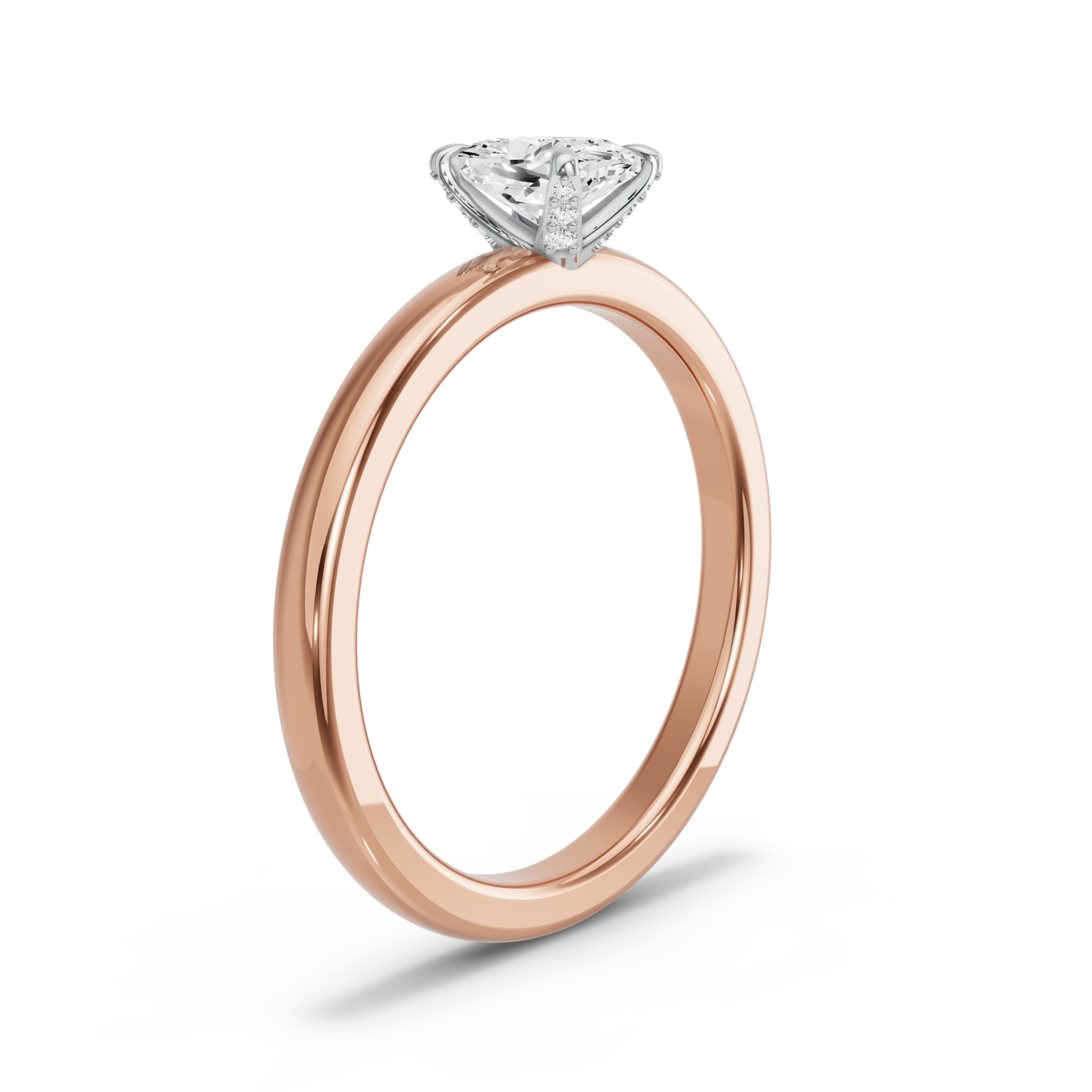 Image for Cushion Diamond Tulip Ring with Solitaire band in 18K Two Tone Rose Gold